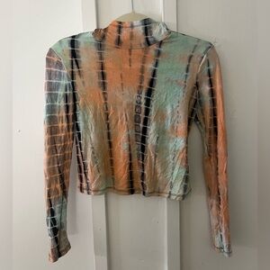 BB Dakota by Steve Madden Tie Dye Mock Neck Long Sleeve Top